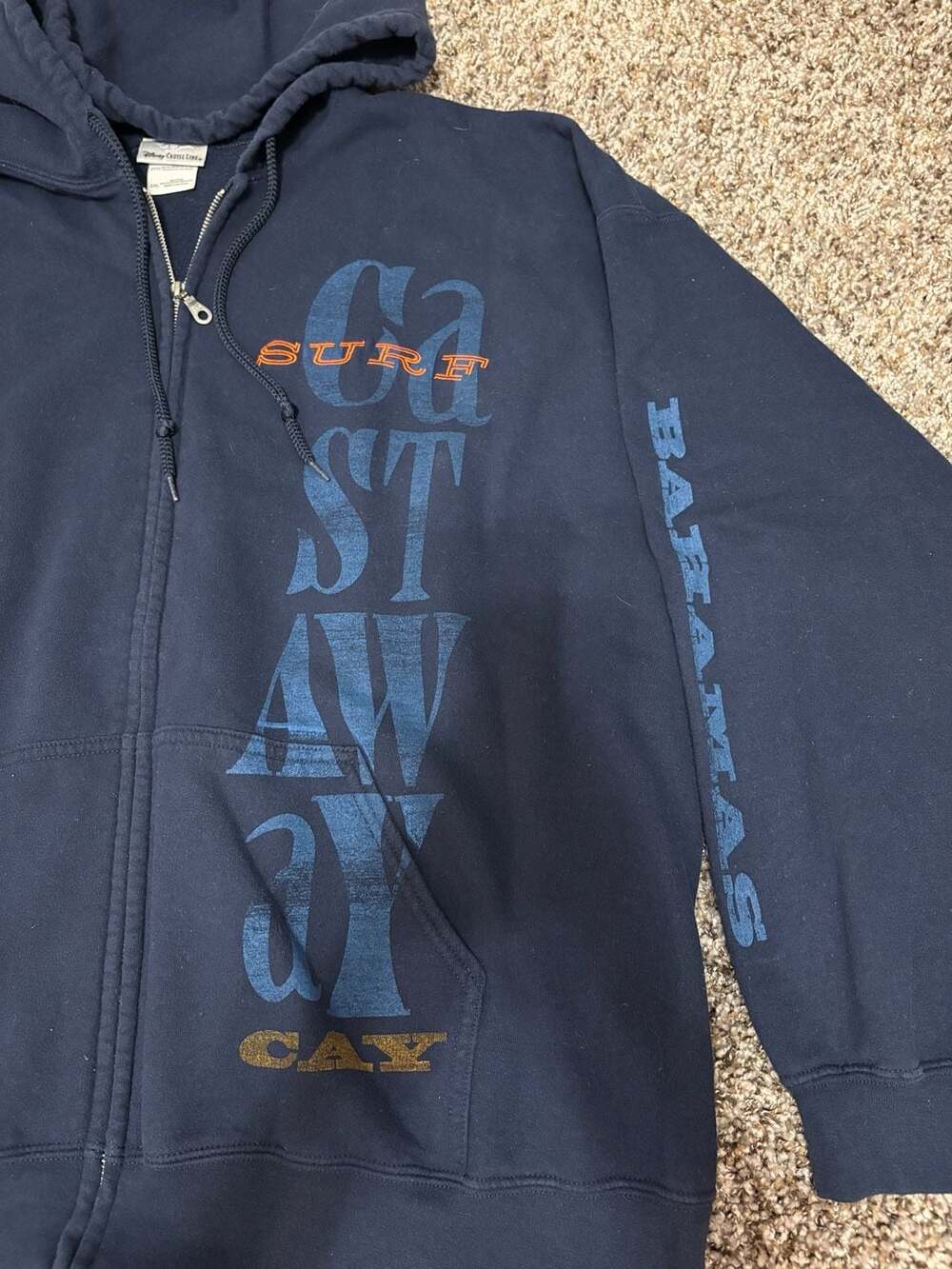 Disney Cruise Line Castaway Cay Surf Bahamas Navy Blue Zip Up Hoodie - Picture 3 of 4